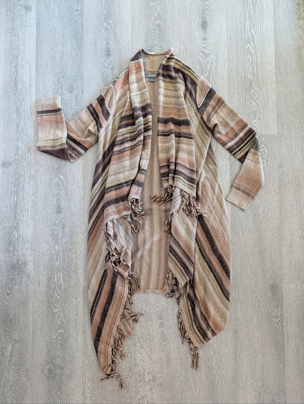 Natural Reflection's Brown & Cream Stripped Cardigan - L